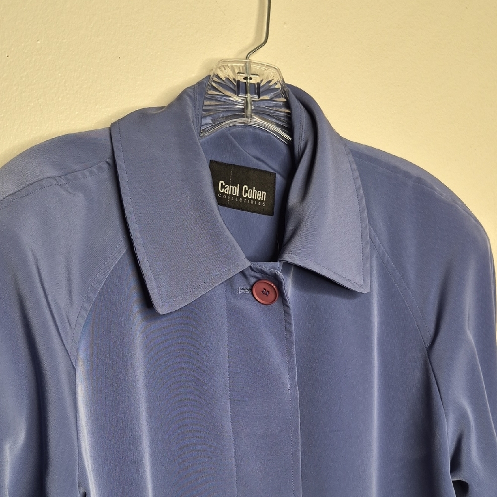 Dusty Blue Lightweight Trench Coat - Picture 6 of 14